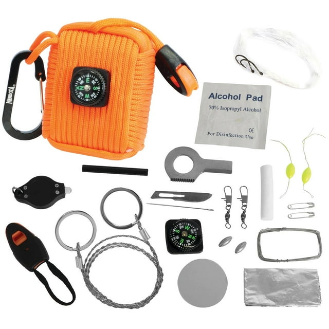 Kit de Supervivencia Paracord Mendoza Naranja 20en1 MC-016