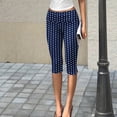 thumbnail image 3 of Women Y2K Fold Over Capri Leggings Elastic High Waist Knee Length Stretch Yoga Pants Slim Fit Going Out Crop Trouser, XL, 3 of 8