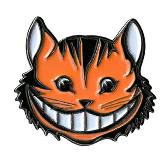 CHESHIRE CAT ENAMEL PIN - Orange Cheshire Cat with Crazy Smile Novelty  Backpack Cute Enamel Lapel PIN