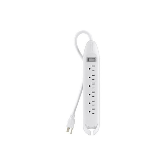 Belkin Power Strip, 6 Outlets, 12 ft Cord, White