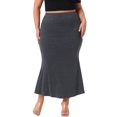 thumbnail image 1 of Falda de mujer de talla grande GRACE & GRANDEUR, paquete de faldas de sirena de cintura alta, de punto, casual, bodycon, sólidas, maxi, 1X gris, 1 of 1