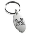 thumbnail image 1 of Stainless Steel Letter M Initial Dotted Monogram Engraved Small Oval Charm Keychain Keyring, 1 of 1
