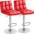 thumbnail image 1 of JJUN Bar Stools Modern Pu Leather Swivel Adjustable Hydraulic Bar Stool Square Counter Height Stool Set of 2 (Red), 1 of 9