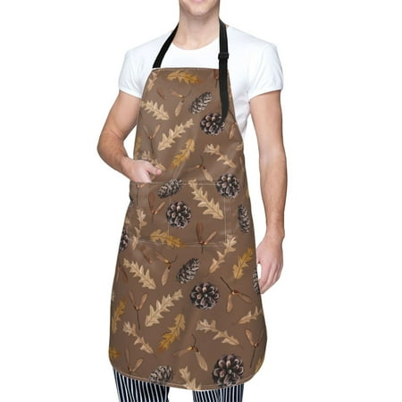 

Cauagu Autumn Pinecone Plants Aprons with Pockets Waterproof Apron for Women Kitchen Cooking Apron Adjustable Bib Aprons Chef Apron for Cooking Drawing Crafting