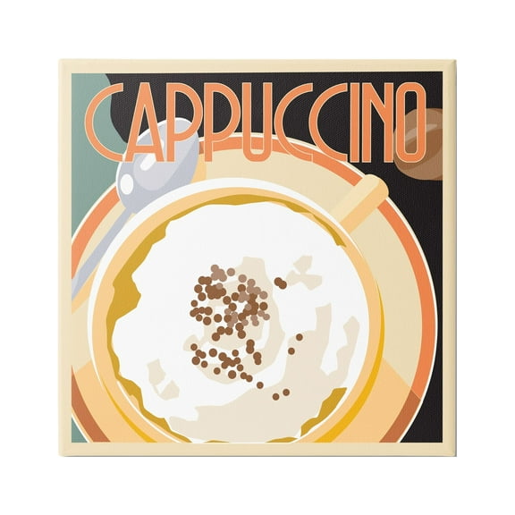 Stupell Industries Vintage Cappuccino Drink Food & Beverage Painting Gallery Wrapped Canvas Art Print Wall Art, 17 x 17