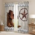 thumbnail image 2 of Homewish Boho Texas Stars Blackout Curtains Set of 2 (52x84 Each),Rustic Cowboy Boots Window Curtains,Gray Brown Curtains and Drapes For Girls Boys,Ultra Soft Home Decor, 2 of 6