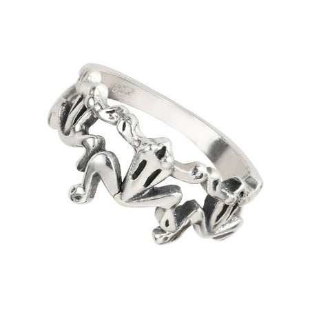 Three Little Frogs Ring Sterling Silver Size 12
