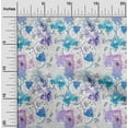 thumbnail image 1 of oneOone Cotton Poplin Twill Medium Blue Fabric Flower Watercolor Sewing Material Print Fabric By The Yard 56 Inch Wide, 1 of 2