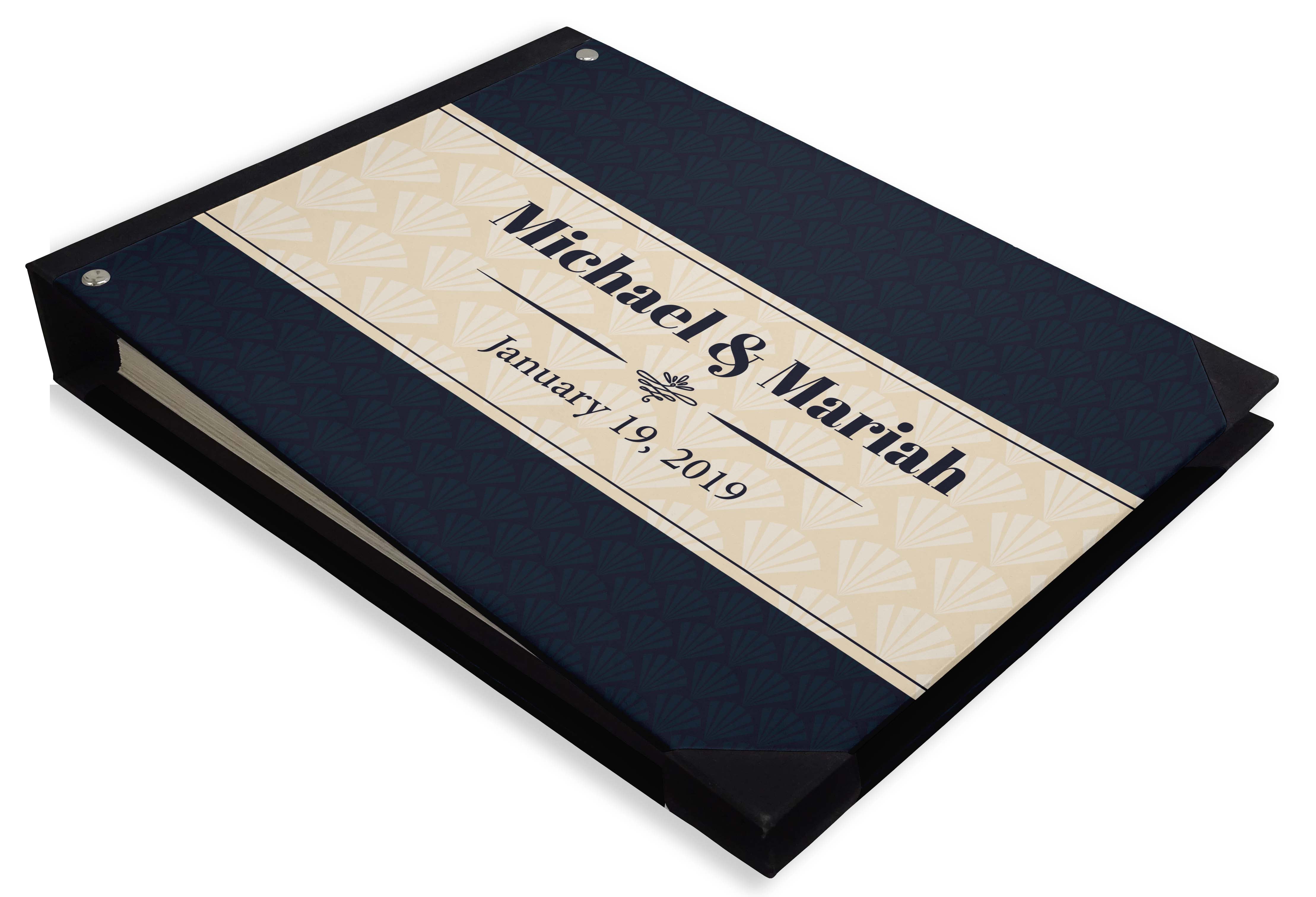 Darling Souvenir Blue Diamond Rays Pattern Printed Hardbound Cover Guestbook For Wedding Guest Sign In Book Registry-9 x 12 Inches