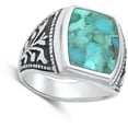 thumbnail image 4 of CHOOSE YOUR COLOR Flower Simulated Turquoise Ring .925 Sterling Silver Band Blue CZ Female Size 10, 4 of 4