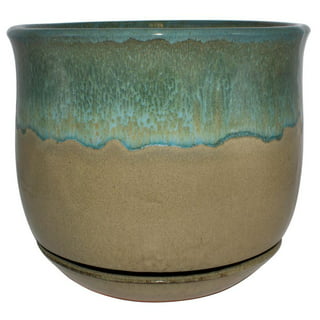 Trendspot 10 in. Dia Blue Rivage Ceramic Planter