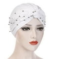 thumbnail image 3 of Chapeau Indien Perlé pour Femmes Musulman Volant Cancer Chimio Bonnet Turban, 3 of 5
