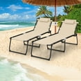 thumbnail image 3 of Topbuy Oversize Folding Chaise Lounge Portable Patio Sun Lounger with Adjustable Backrest Detachable Pillow & Pocket Beige, 3 of 9