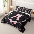 thumbnail image 3 of meiyoeat Bowknot Letter Print A Quilt Full For Girls,Girly Pink Bow Full Bedspread Sets For Kids,3-Piece, 3 of 7