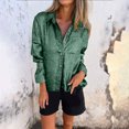 thumbnail image 2 of GigrtiJin Women's Button down Shirts Plus Size Solid Color Lapel Long Sleeved Cardigan Top Casual Loose Comfy Shirt, 2 of 6