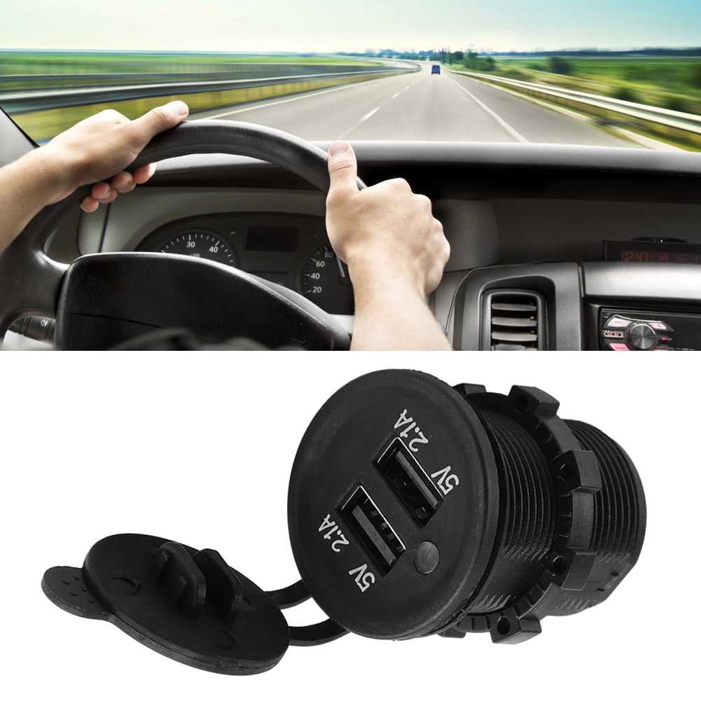 Chargeur Allume-cigare Double USB Rapide 5V - Voiture, Moto - Câble Court - Noir