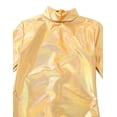 thumbnail image 4 of YONGHS Women's Shiny Metallic Long Sleeve Leotards Faux Leather Turtleneck Bodysuit Dance Costume Gold XXL, 4 of 7