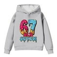 thumbnail image 3 of 67 Six Seven Letter Sweatshirts For Kids Hoodies Sweatshirts Casual Boys Graphic Print Hooded Sweatshirt Long Sleeve Pullover Fleece Jacket With Front Pocket Grey 150(13-14 Years), 3 of 6