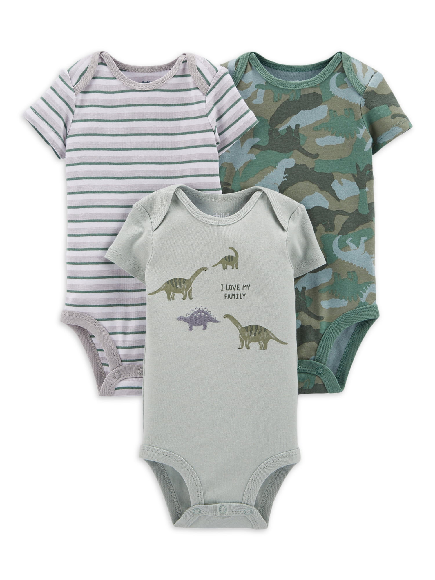 Carter's Child of Mine Baby Boys Dinosaur Bodysuit, 3-Pack, Preemie-18 Months