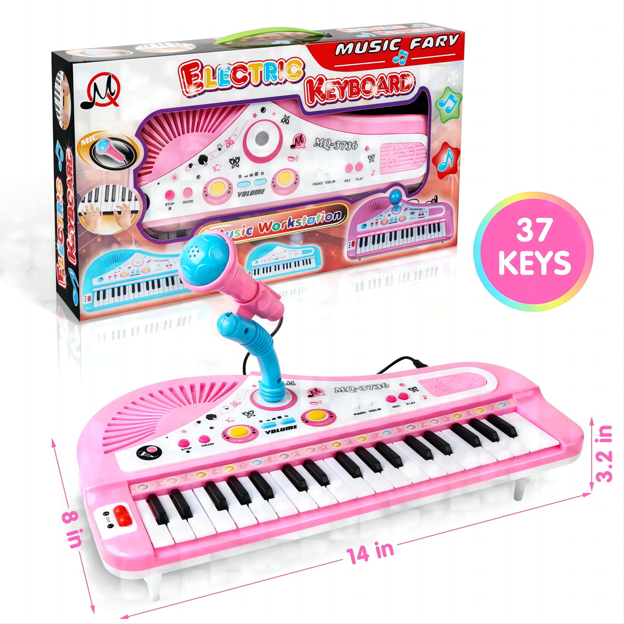 KUTGY Piano for Kids 37 Keys Piano Toys for Girl Toddlers with Built-in Microphone & Music Modes Best Birthday Gifts for 1 2 3 4 5 Year Old Girls Toys Educational Keyboard Musical Instrument Toys