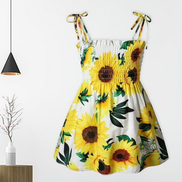 EGNMCR Vêtements pour Bébé Fille Tout-Petits Enfants Bébé Fille Robe d'Été Bord de Mer Plage Jupe à Bretelles Jupe à Fleurs
