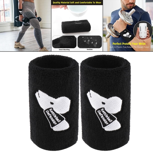 1 par de muñequeras transpirables para pesas rusas, almohadilla de plástico integrada, muñequera elástica, de antebrazo negro para hombres y Macarena Muñequeras deportivas