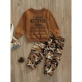 thumbnail image 3 of Toddler Baby Girls Fall Clothes Letter Print Long Sleeve Sweatshirt and Stretch Camouflage Pants Set 2 Piece Outfit， 1-6T, 3 of 10