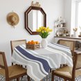 thumbnail image 3 of Gray Stripe Table Cloth Waterproof Tablecloths, Modern Abstract Art Navy Blue Striped Rustic Tablecloth Dining Table Cover for Kitchen Party Tabletop Outdoor, Square Tablecloth 60x60 Inch, 3 of 8