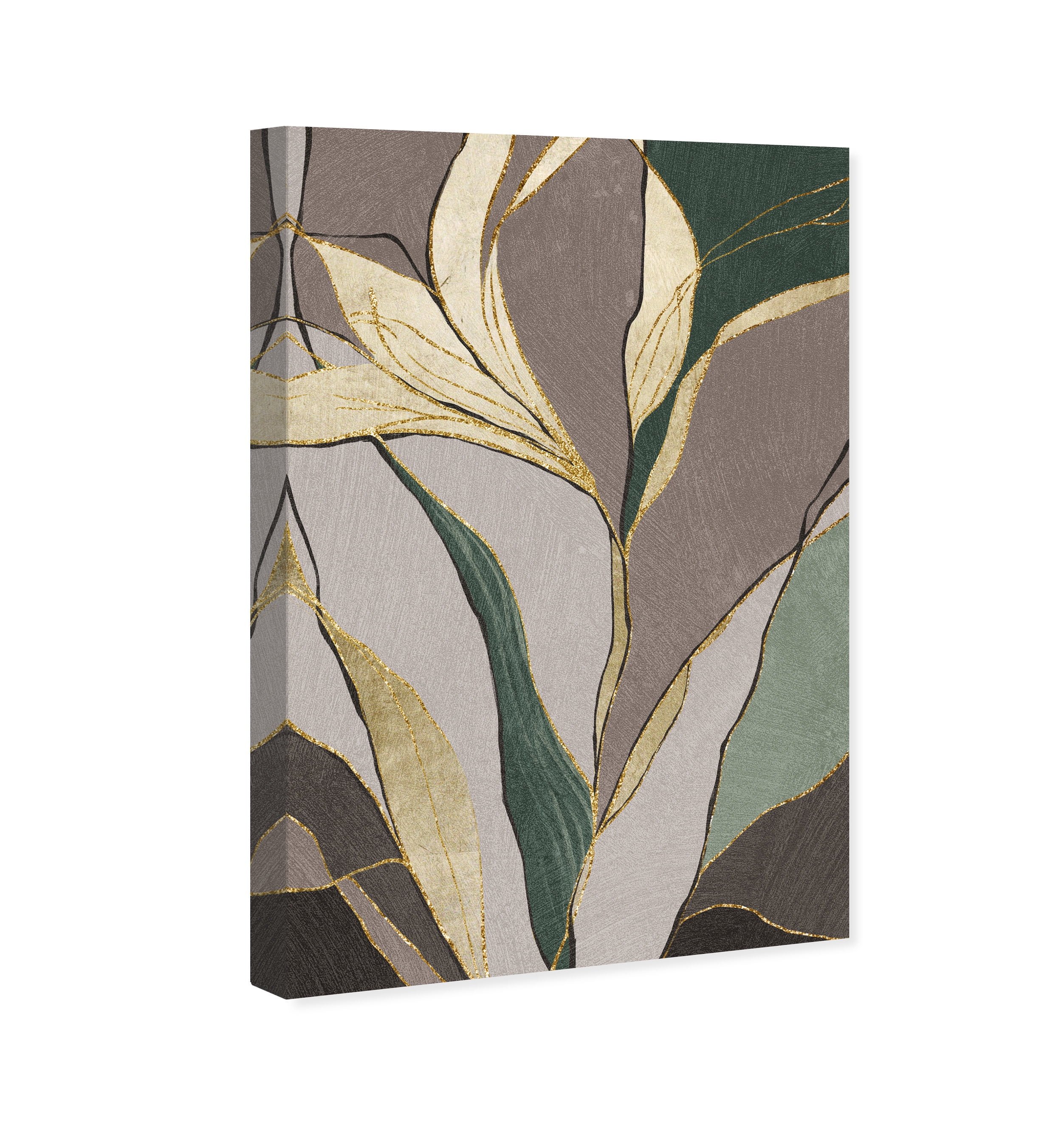 Golden Outline Floral II Floral and Botanical Wall Art Print Brown 20x30