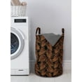 thumbnail image 3 of Tropical Laundry Bag, Earth Tones Jungle Forest Monstera Leaves in Classic Style Graphic, Basket with Handles Drawstring Closure for Laundromats, 13" x 19", Cinnamon and Charcoal Grey, by Ambesonne, 3 of 4