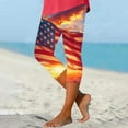 thumbnail image 2 of QATAINLAV Womens Casual Capri Leggings American Flag Print Knee Length Workout Tight Capris Summer Casual Legging Cropped Pants Blue S, 2 of 6