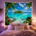 thumbnail image 2 of Tropical Island Beach With Palm Trees, Serene Coastal Style for Beach Lovers, Coastal Wall Art, Housewarming Gift, Tapestry Wall Hanging for Bedroom and Living Room, 2 of 7