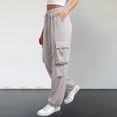 thumbnail image 2 of Workout Casual Pants for Women Cargo Jogger Pants With High Elastic Waist Baggy Pants Trousers Casual Streetwear Pants L, 2 of 5