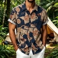 thumbnail image 2 of IWRICH Men's Casual Hawaiian Floral Shirts Short Sleeve Button down Tropical Shirts Beach Summer Shirts Navy L, 2 of 4