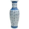 thumbnail image 2 of Oriental Furniture 36" Floral Blue & White Porcelain Tung Chi Vase, 2 of 5