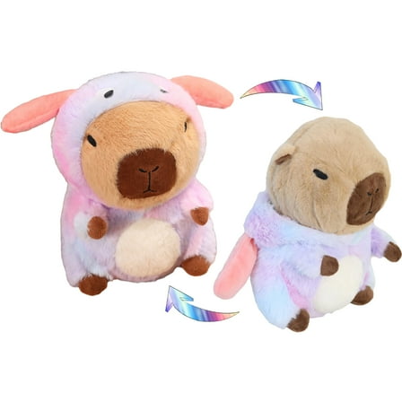 Capybara Stuffed Animal Capybara Wearing Rainbow Dog Costume Plushies Dressed as Cute Funny Plush Toys for Kids Stuffed Animals Gift for Lover 10 Inch