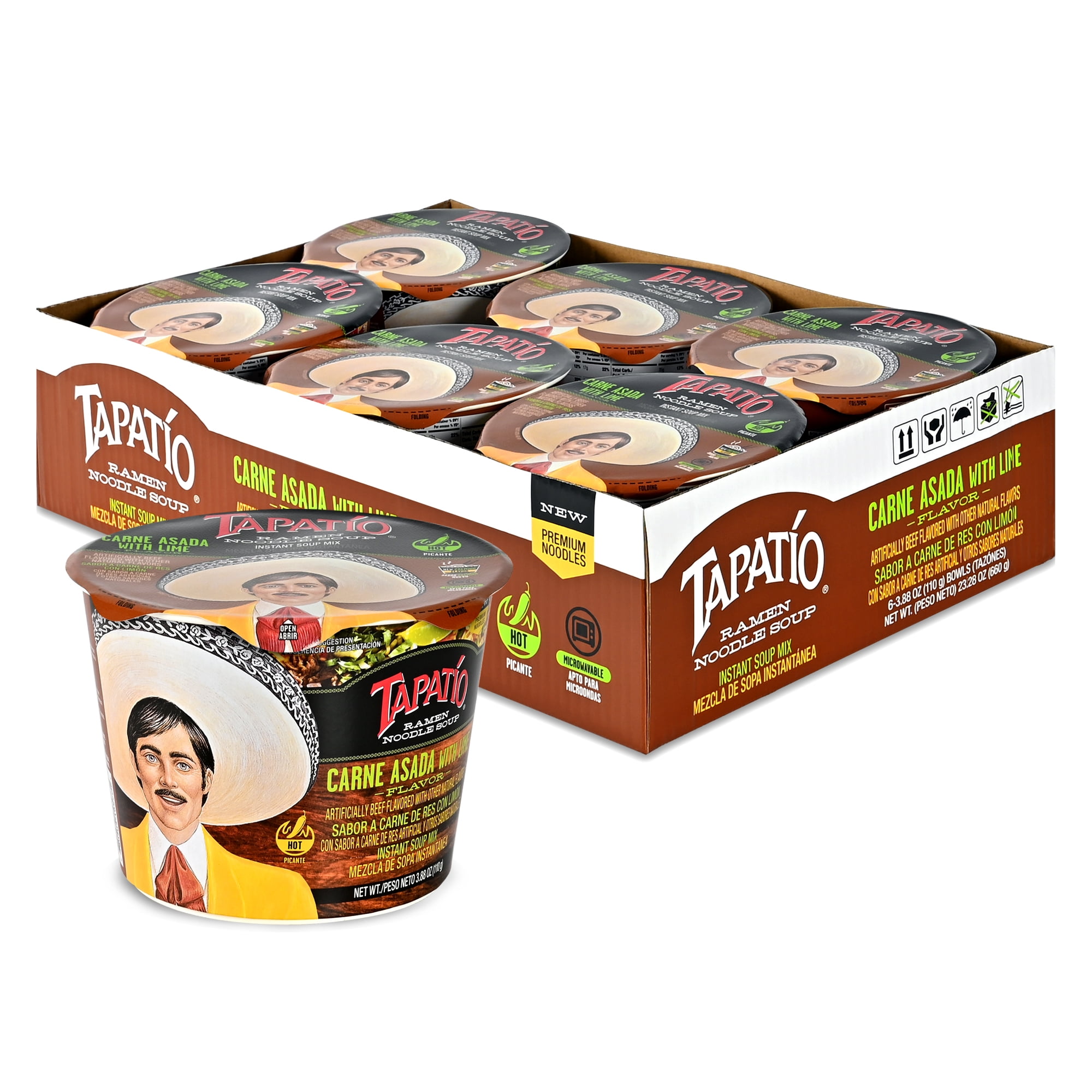 (6 pack) Tapatio Spicy Carne Asada Flavor Ramen Bowl, 3.8oz