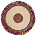 thumbnail image 3 of Safavieh Cape Cod Collection CAP205A Handmade Boho Fringe Jute & Cotton Area Rug, 6' x 6' Round, Ivory / Red, 3 of 4