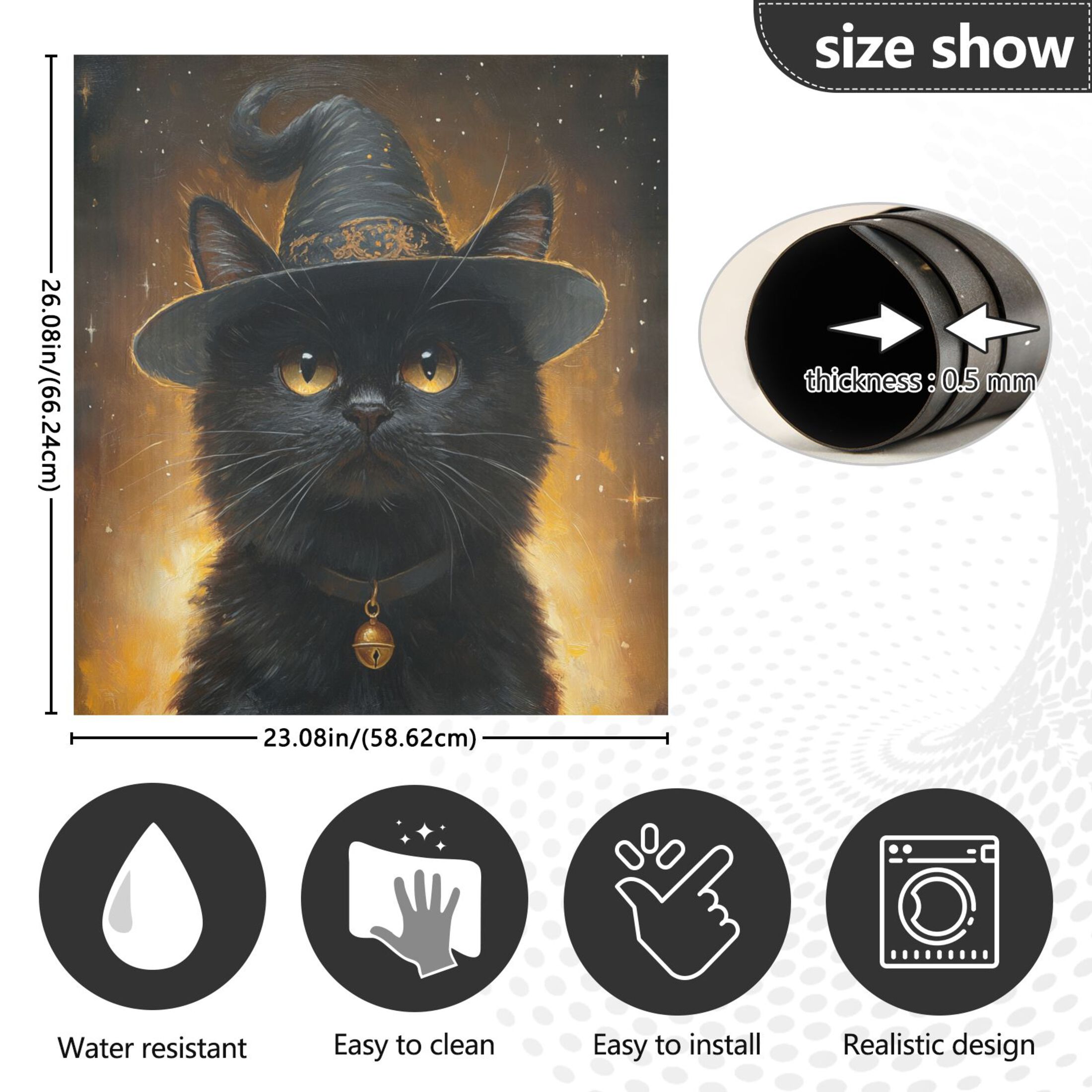 Dishwasher Magnetic Sticker 23x26 Inch Refrigerator Magnetic Sticker Washing Machine Magnetic Sticker Kitchen Panel Magnetic Sticker Home Decor Magic Black Cat