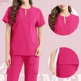 thumbnail image 5 of MLQIDK Scrubs for Women Set Clearance Plus Size Medical Scrubs Stretchy V-Neck Yoga Scrub Pants and Tops Nurse Uniforms Scrub Set Tall Scrubs Sets Hot Pink XXL, 5 of 7