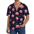 thumbnail image 3 of Fotbe Cartoon Donut Planets print Short Sleeve Button Down Shirts for Men Casual Summer Beach Wrinkle Free Shirt-Large, 3 of 7