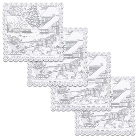 Heritage Lace SR-1414W-S 14 x 14 in. Sleigh Ride Doilies - White - Set of 4