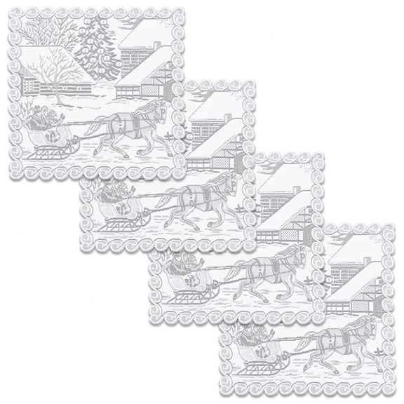 Heritage Lace SR-1414W-S 14 x 14 in. Sleigh Ride Doilies - White - Set of 4
