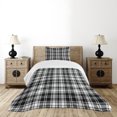 thumbnail image 4 of Ambesonne Abstract Quilted Bedspread Set 2 Pcs, British Tartan Pattern, Twin Size, White Black, 4 of 5