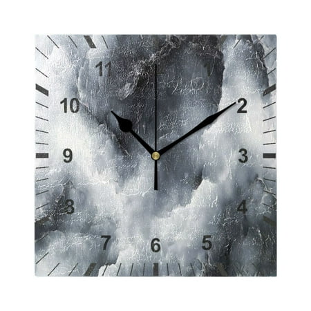 Rolling Cloud Marble Wall Clock Battery Operated Silent Non-Ticking Bedroom Office Kitchen Home School Decor 7.8(Black)