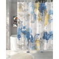 thumbnail image 3 of Split Shower Curtain for Transfer Bench, Blue Yellow Beige Fabric Shower Curtains for Bathroom, Retro Abstract Modern Art Painting Tub Sliding Transfer Bench Waterproof Bath Curtains 72"x96", 3 of 9