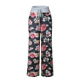 thumbnail image 4 of Womens Pants Comfy Casual Pajama Floral Print Drawstring Lounge Wide Leg Pants Women, 4 of 8