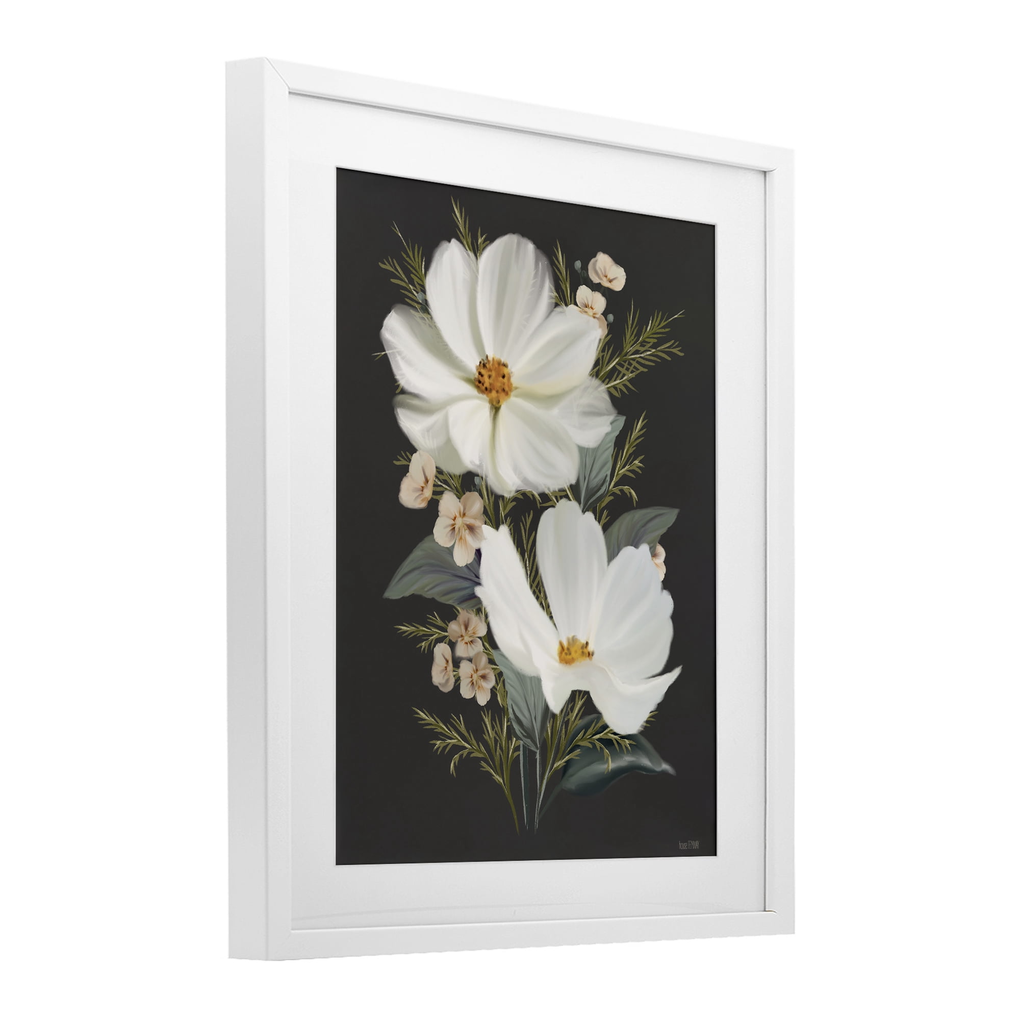 Stupell Industries Old Lace Cosmos White Framed Print Under Glass, design by House Fenway
