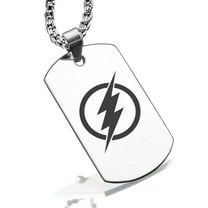 Stainless Steel Flash Dog Tag Pendant Necklace