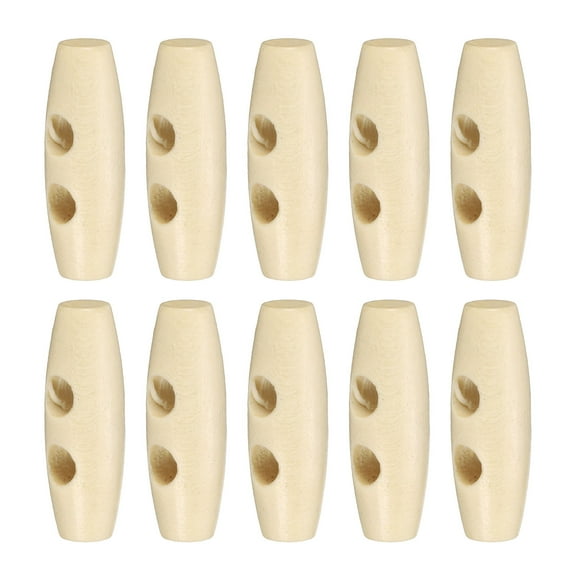 Uxcell 10pcs Wooden Toggle Buttons, Olive Wood Sewing Buttons, 30mm / 1.2-Inch Horn Oval 2-Hole Wood Buttons for Coat, Sweaters, Clothing, Natural Color
